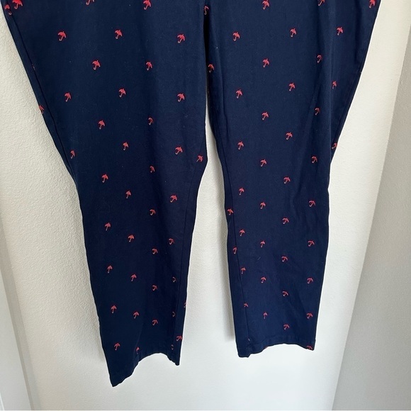 ModCloth Embroidered Umbrella Print Pants Chino Style Navy Red Size 28 Women’s - Picture 7 of 10